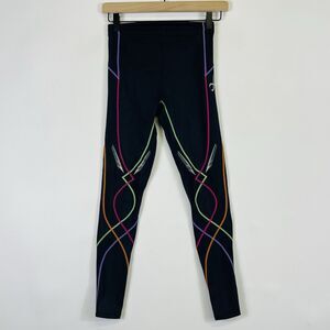 CW-X CWX Black Rainbow Stitch Athletic Compression Leggings Women's Small